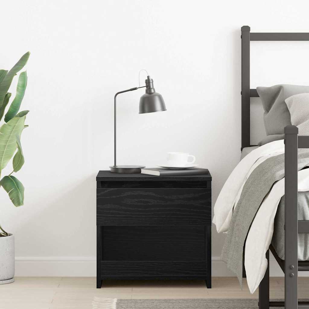 Nattbordskap med skuff Svart Eik 40 x 30 x 39 cm Konstruert tre