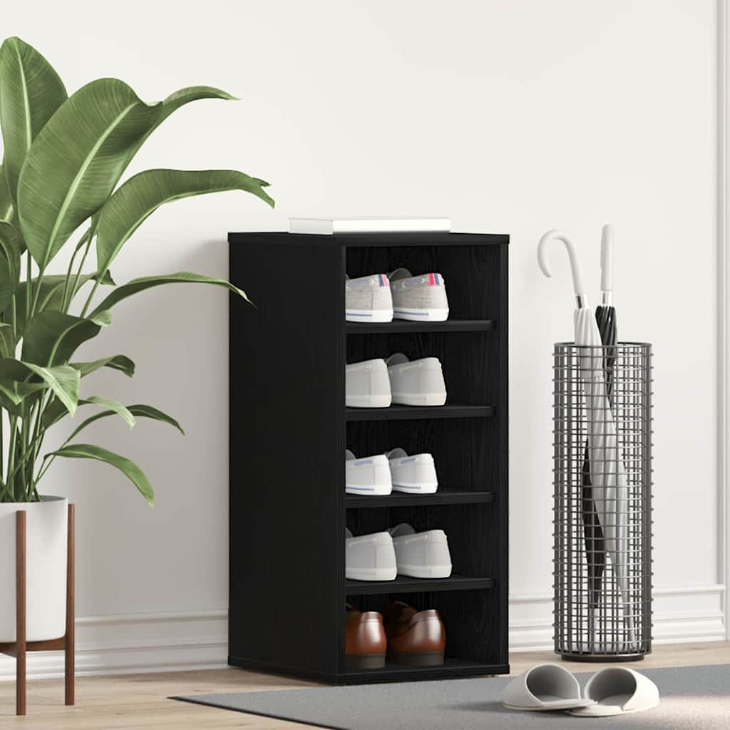 Skohylle Sort Eik 32x35x70 cm Laget av Tre