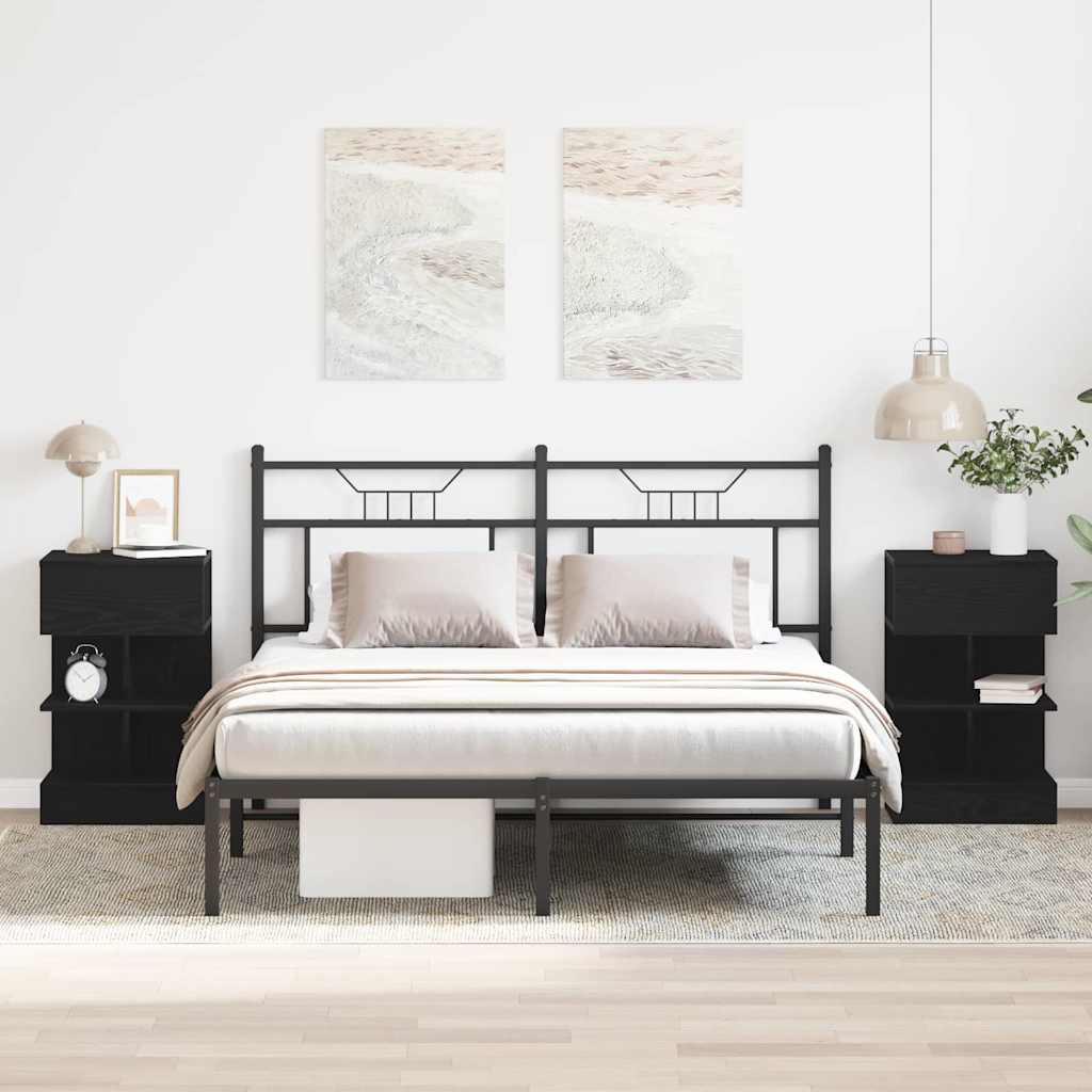 Nattbordskap 2 pcs Svart eik 40 x 35 x 65 cm Konstruert tre