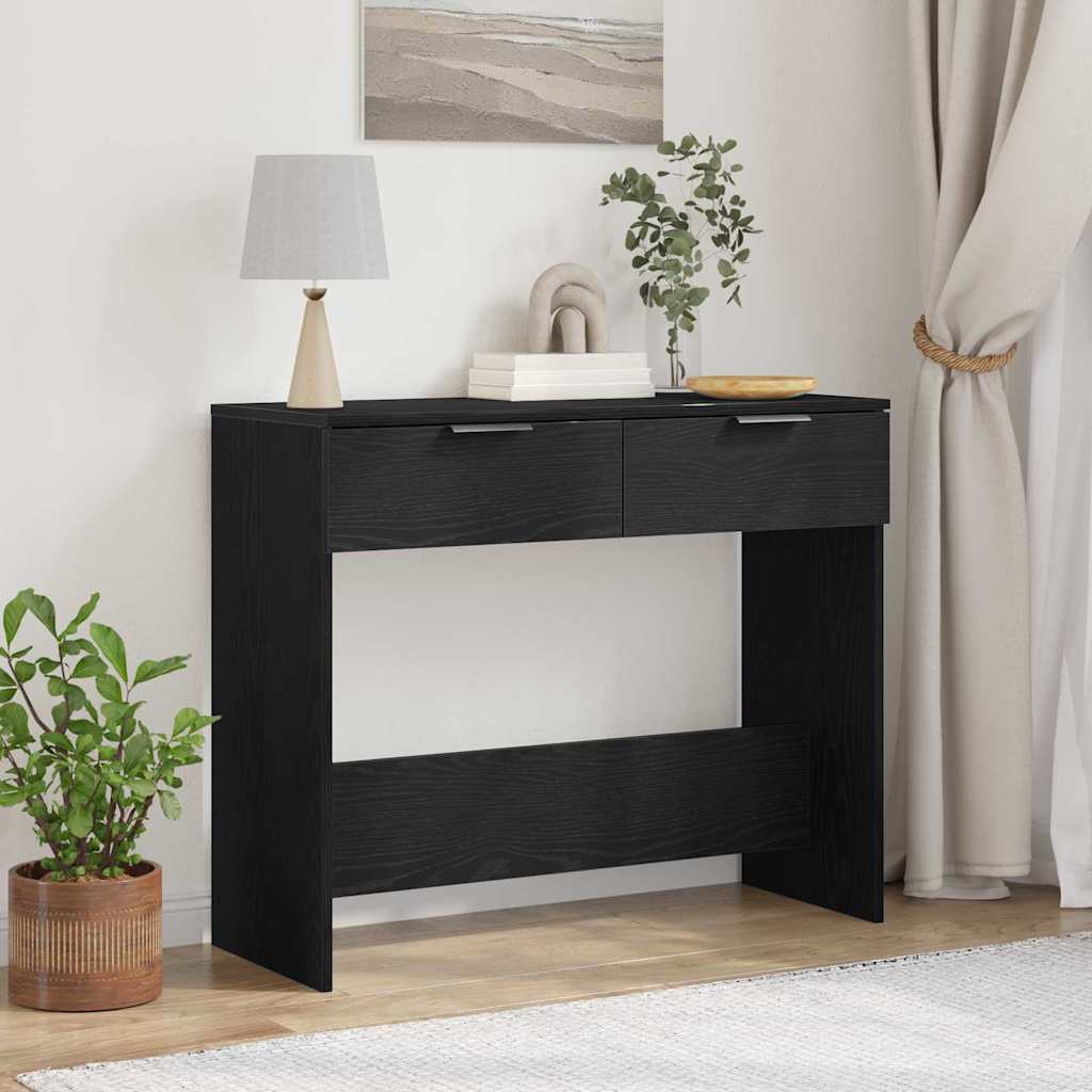 Konsollbord Svart Eik 90x36x75 cm Konstruert Tre