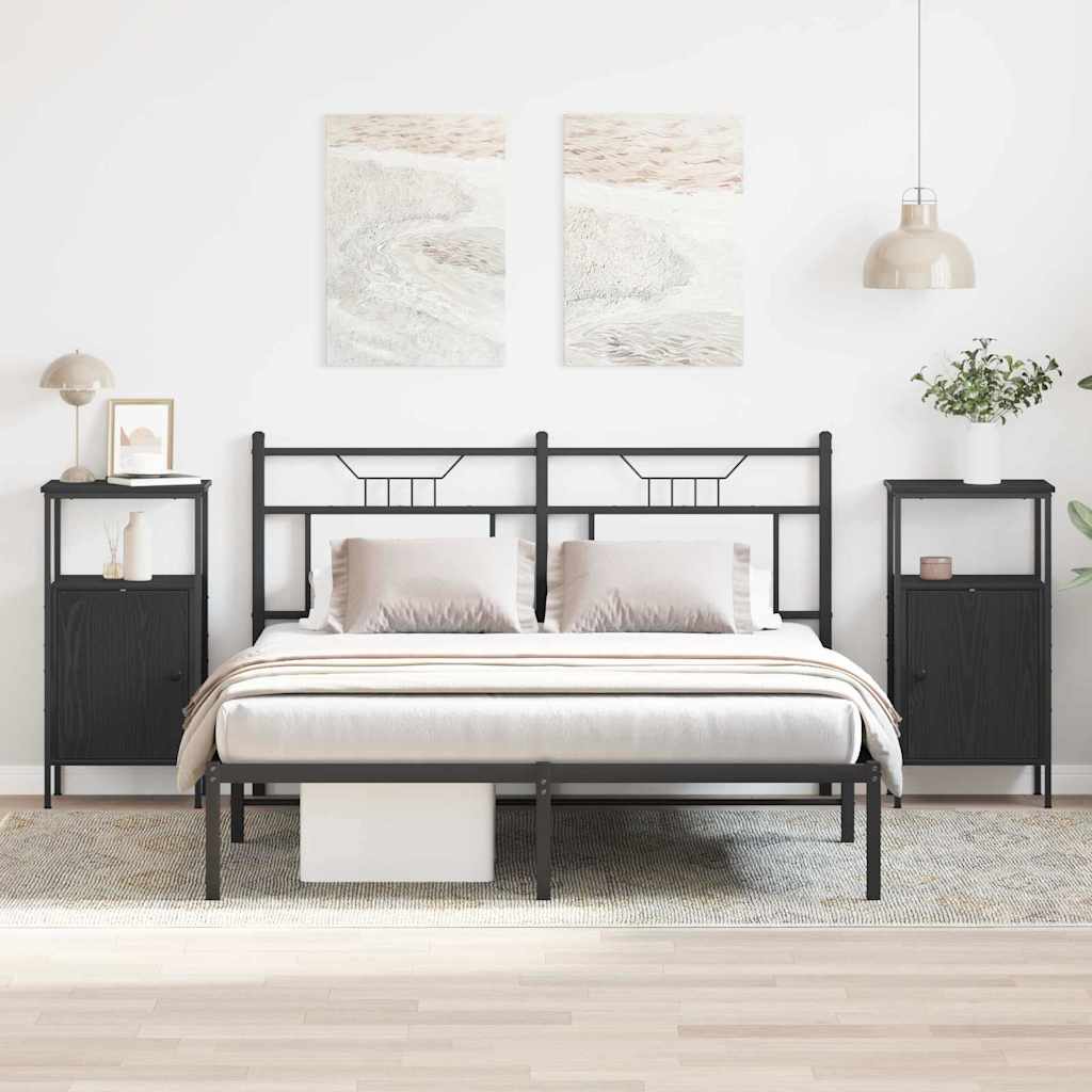 Nattbordskap 2 pcs Svart eik 41 x 31 x 80 cm Konstruert tre