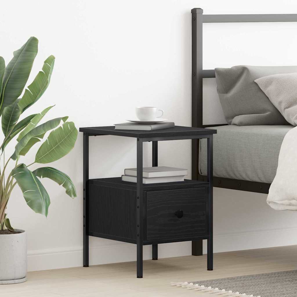 Nattbord Svart eik 34 x 36 x 50 cm Ingeniørtre og metall