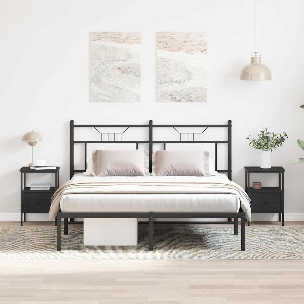 Nattbord 2 pcs Svart eik 34 x 36 x 50 cm Ingeniørtre og metall