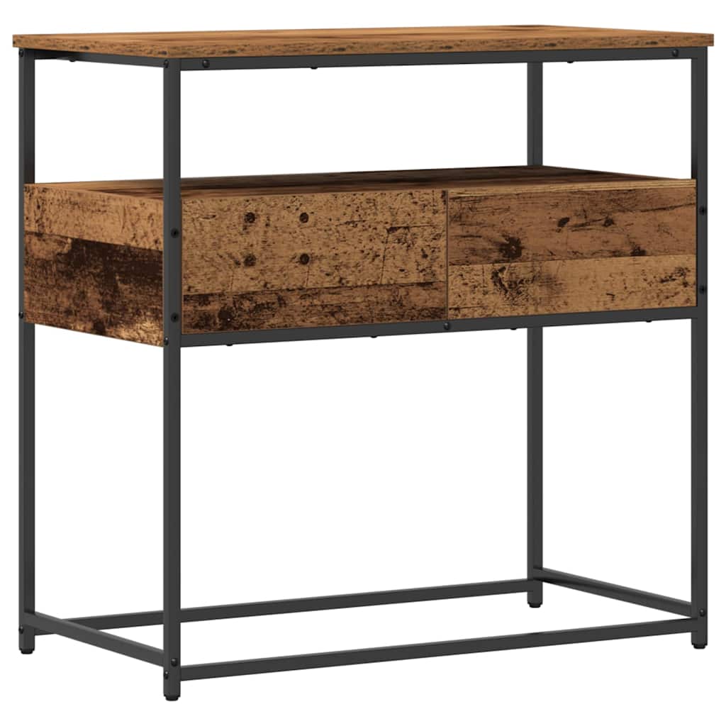 Konsollbord Gammelt Tre 75x40x75 cm Konstruert Tre og Stål