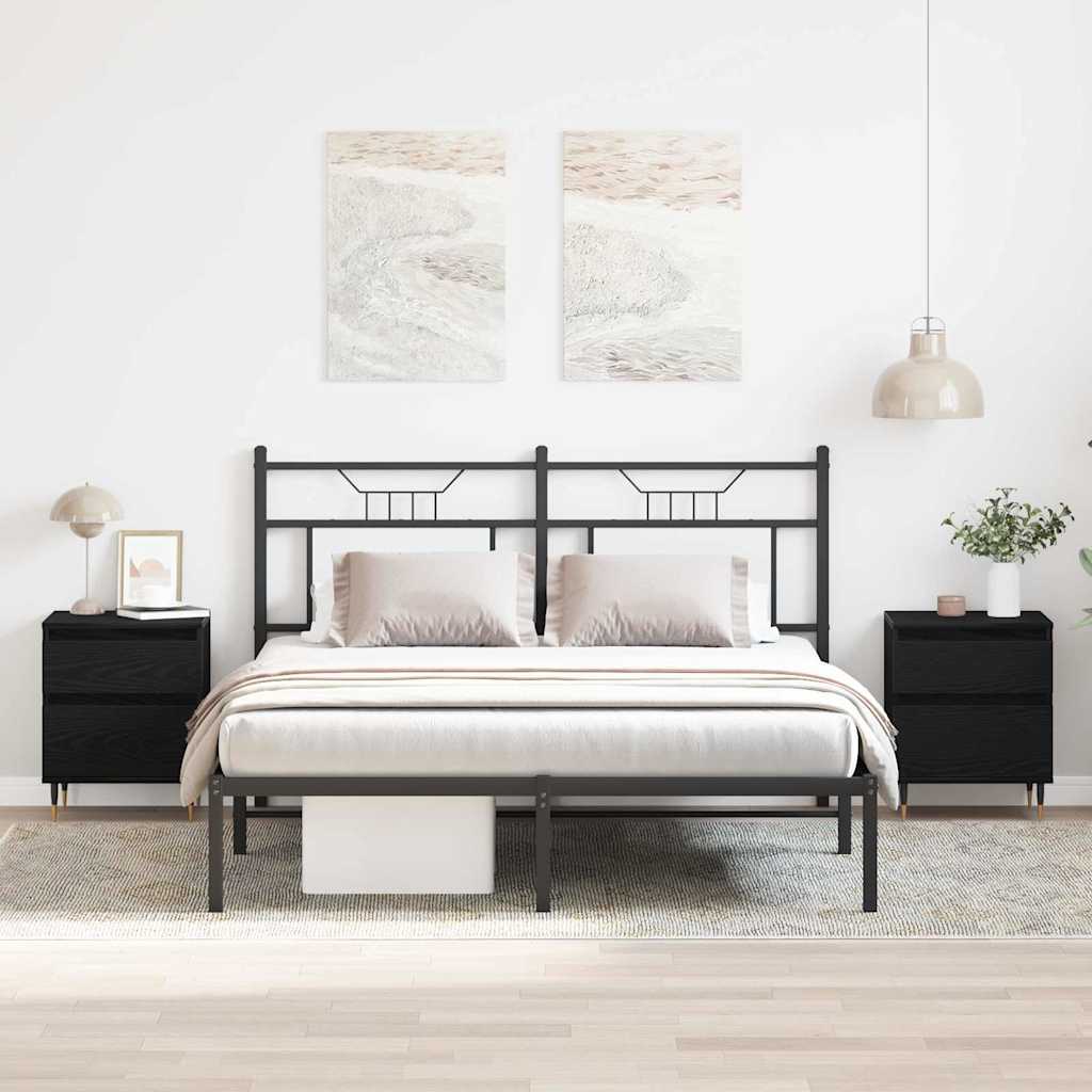 Nattbordskap med skuff 2 pcs Svart Eik 40 x 35 x 50 cm