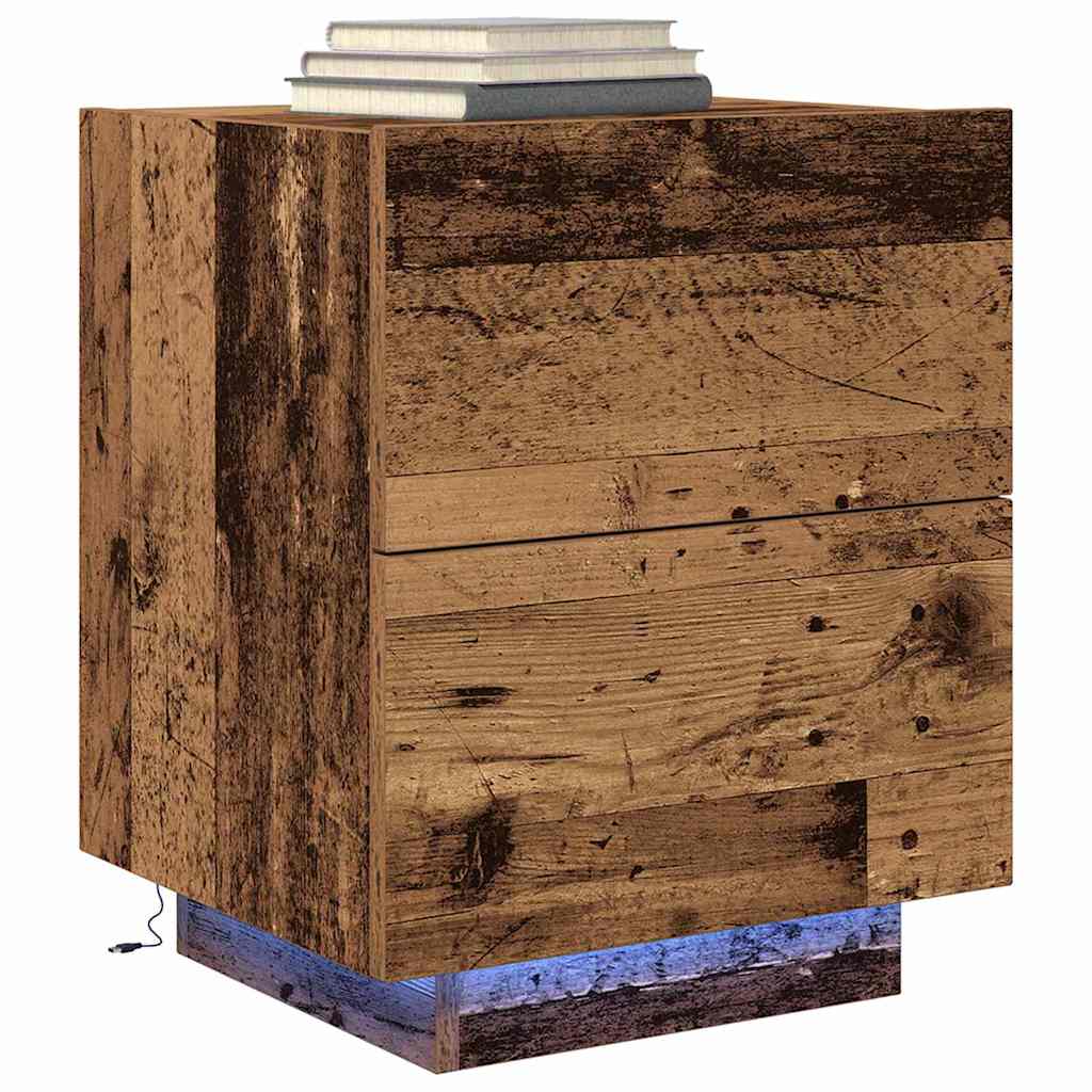 Nattbordskap med skuff med 2 pcs Gamle tre 45 x 40 x 55 cm