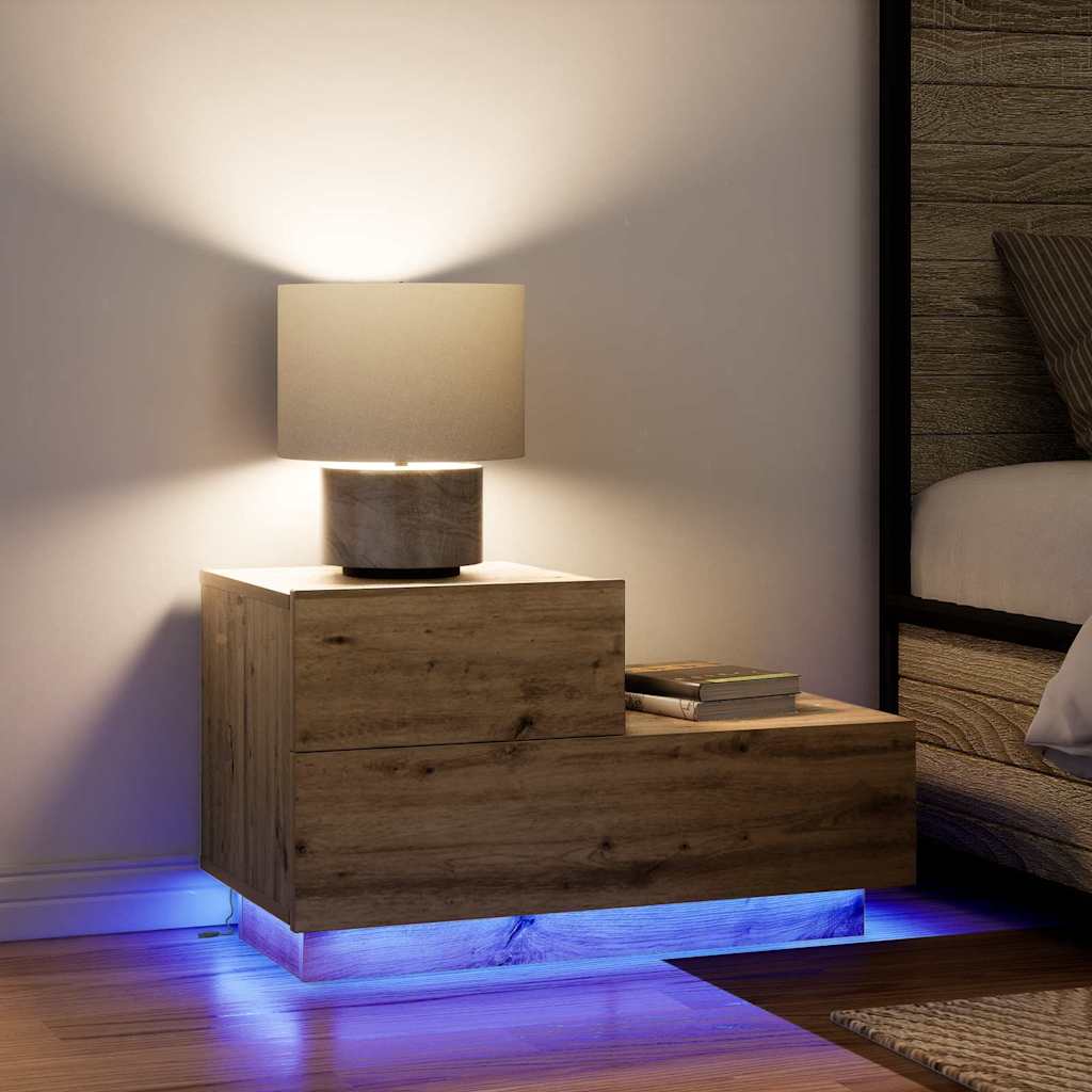 Nattbord med skuff artisan eik 70 x 36 x 40.5 cm Konstruert tre