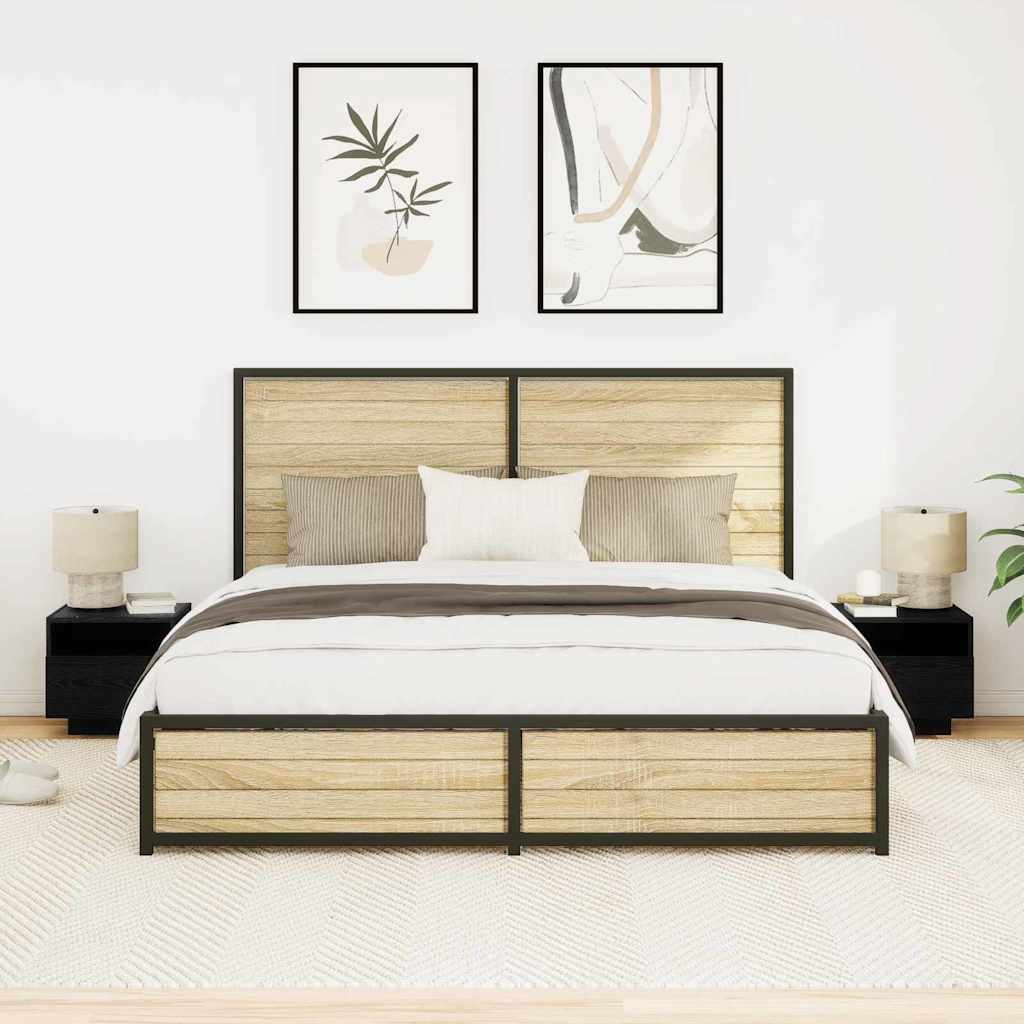 Nattbord 2 pcs Svart eik 40 x 39 x 37 cm Konstruert tre