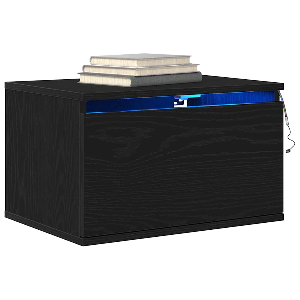 Vegghengt nattbord med skuff med Svart Eik 50 x 36 x 30 cm