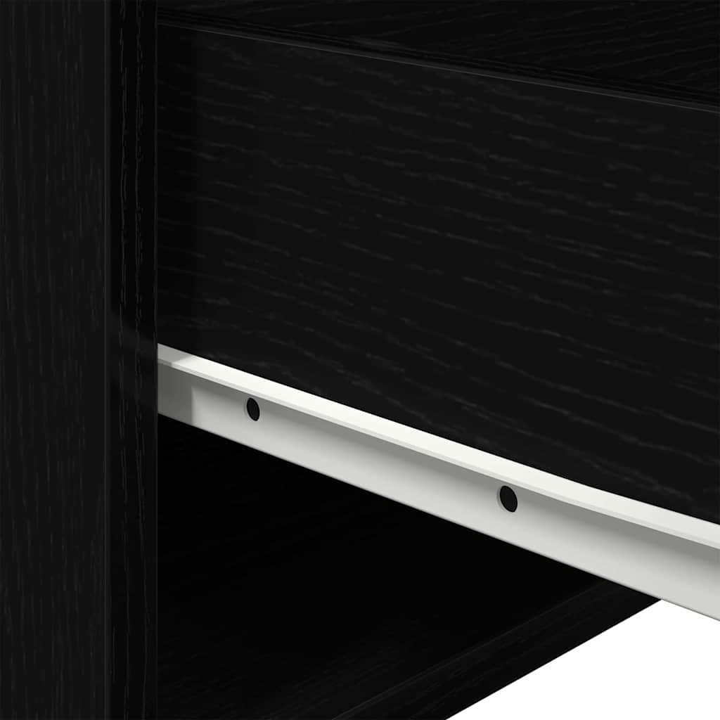 Vegghengt nattbord med skuff 2 pcs Svart Eik 50 x 36 x 30 cm