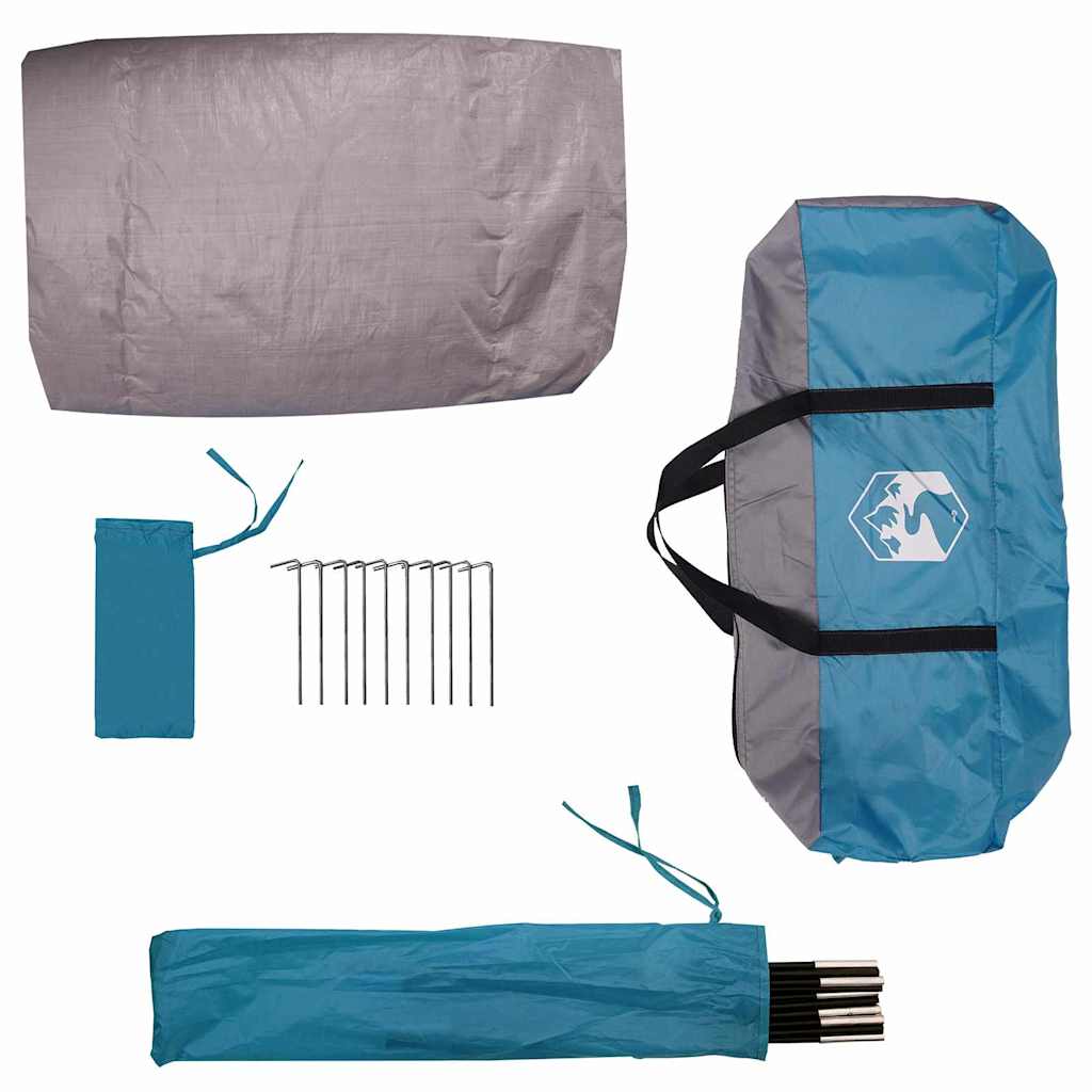 Sykkelbod med tak med lagring med luftventil Blå 256 x 222 x 182 cm