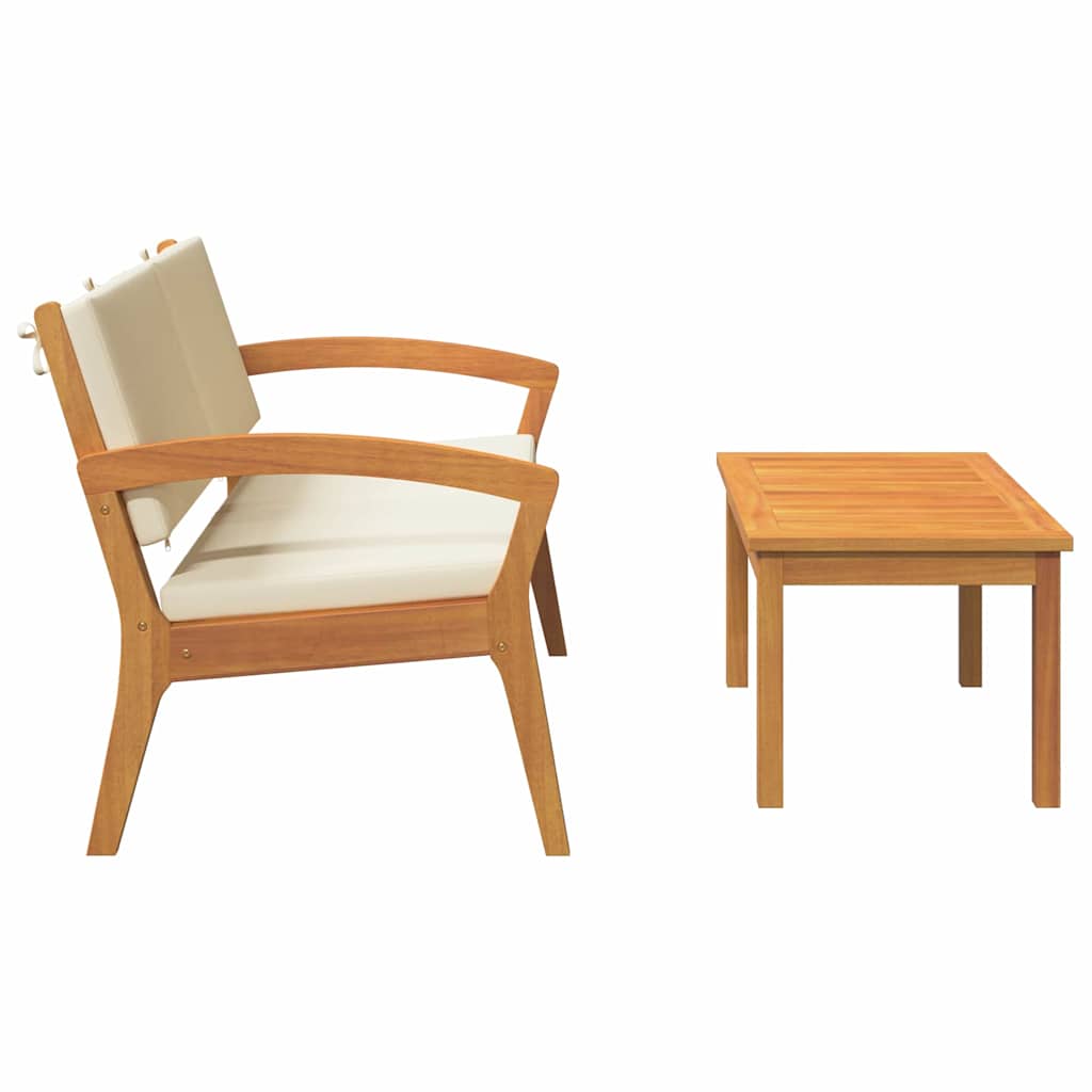 2 Delers Bistro Sett med Puter Solid Akasietre