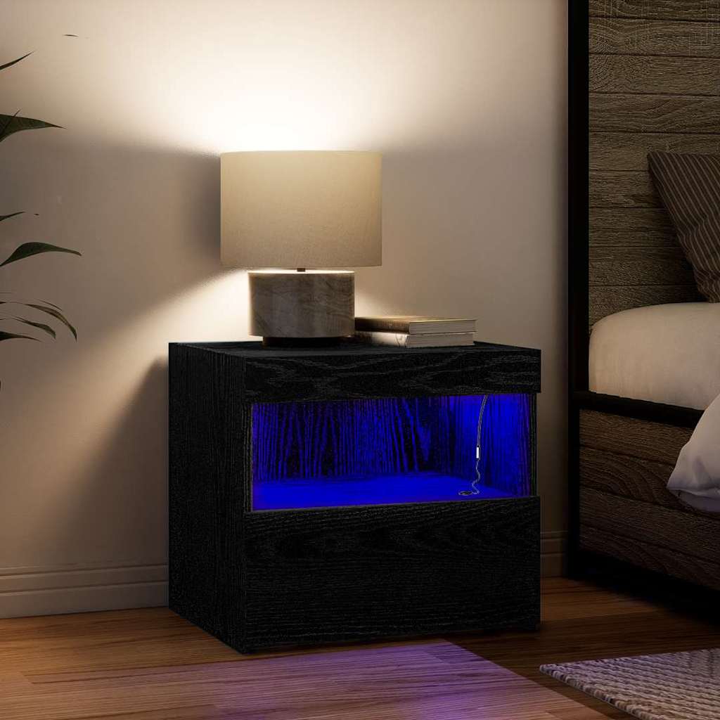 Nattbord 2 pcs Svart eik 50 x 40 x 45 cm Konstruert tre