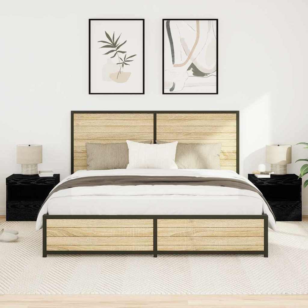 Nattbord 2 pcs Svart eik 50 x 40 x 45 cm Konstruert tre