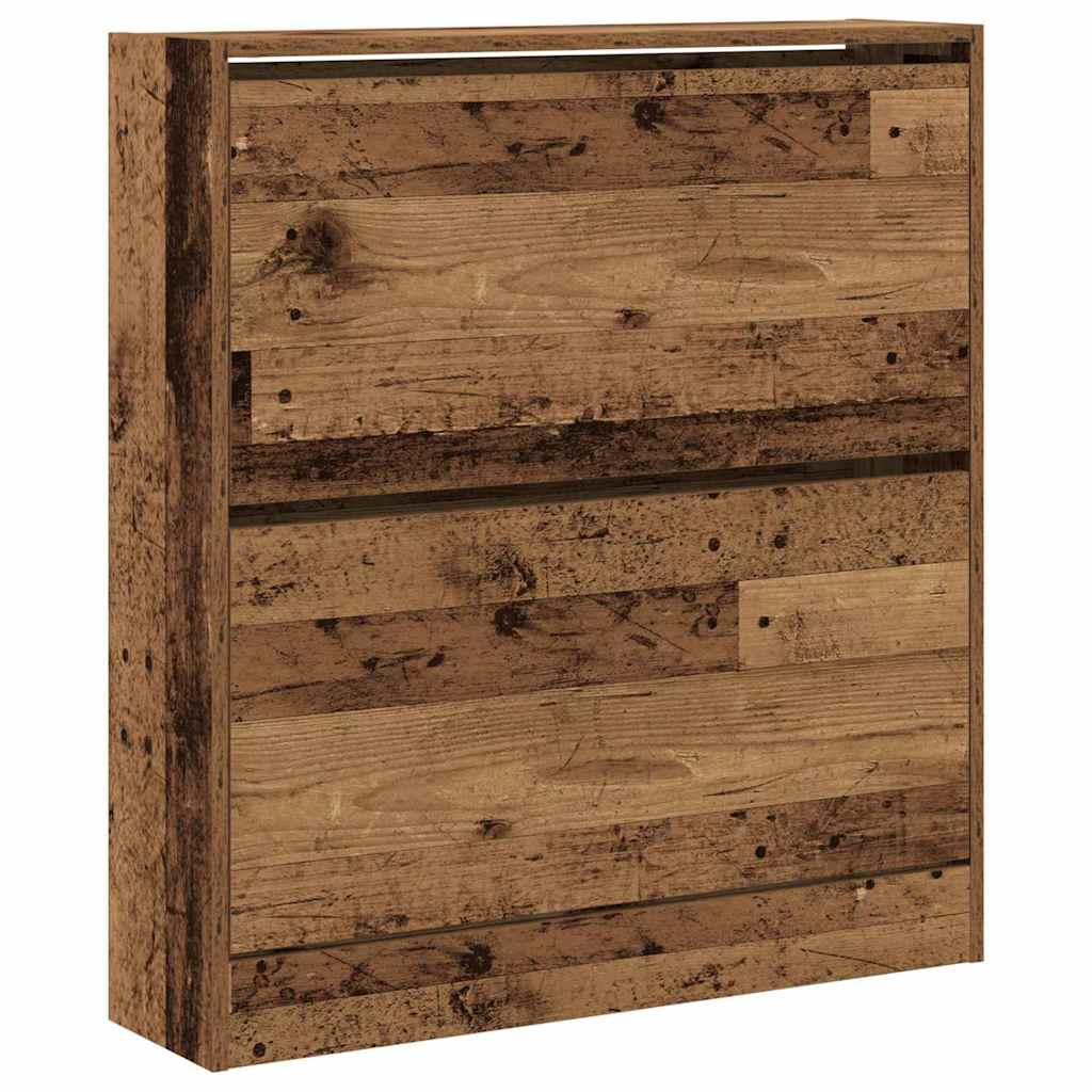 Skohylle med Flip Skuff Gamle Tremateriale 80x21x87,5 cm