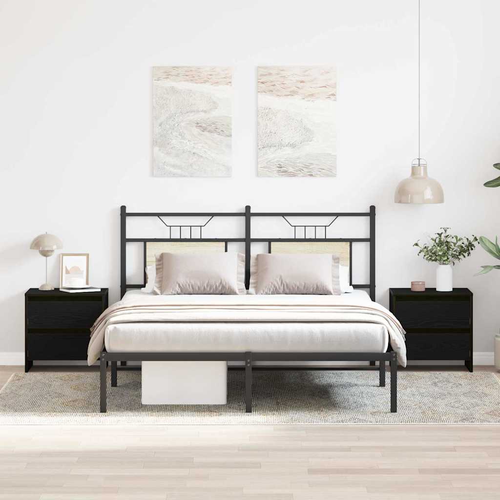 Nattbordskap 2 pcs Svart eik 45 x 34 x 44.5 cm Konstruert tre