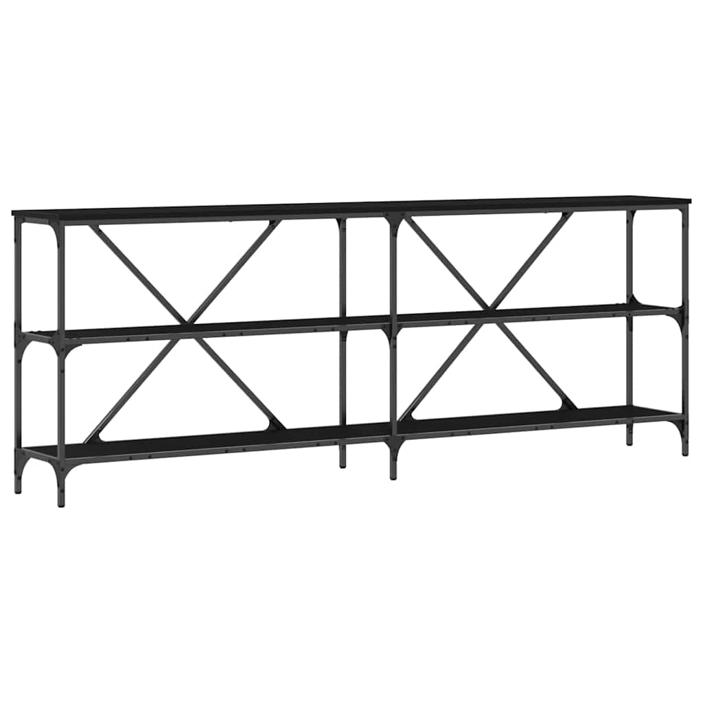 Konsollbord Svart eik 200 x 30 x 75 cm Ingeniørtre og metall