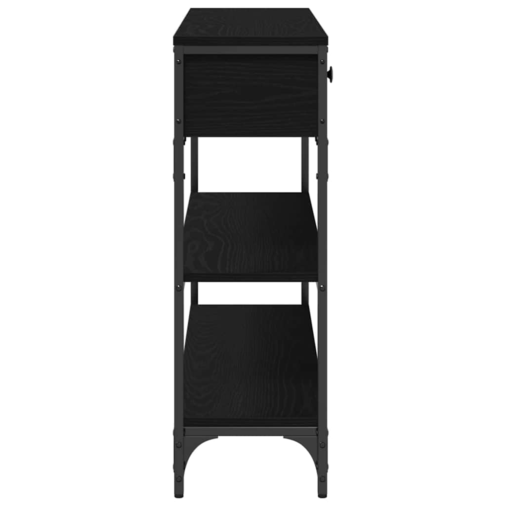 Konsollbord Svart eik 100 x 25 x 75 cm Ingeniørtre og metall