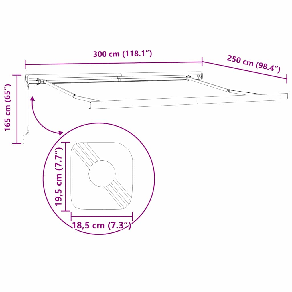 Innvendbar Markise Gul, Oransje 300 x 250 cm Stoff, Metall