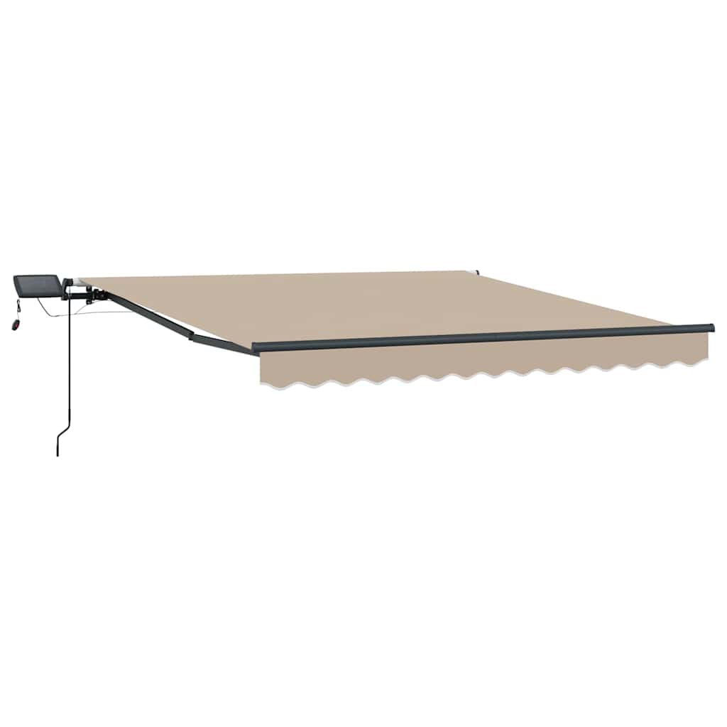 Innvendbar Markise med LED -stripelys Beige 300 x 250 cm stoff