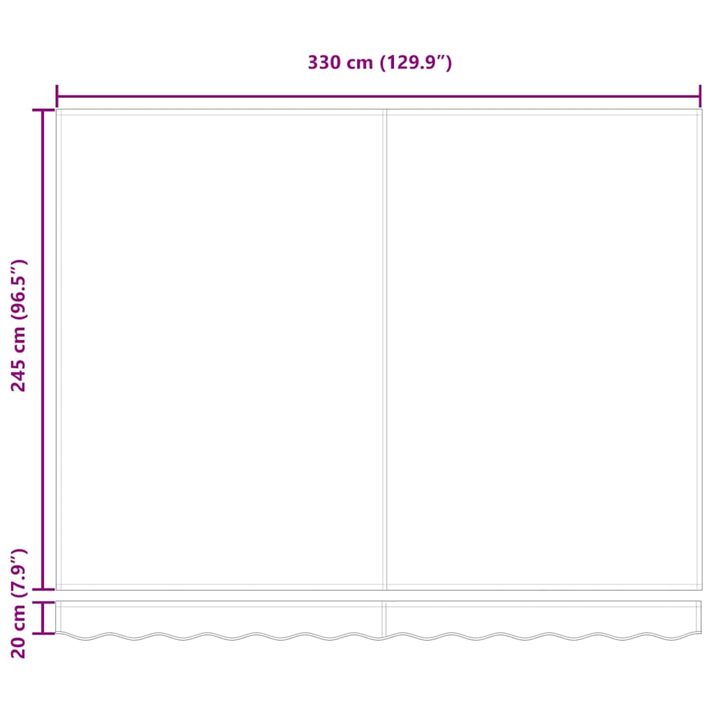 Innvendbar Markise Flerfarget 350 x 250 cm Stoff, Metall