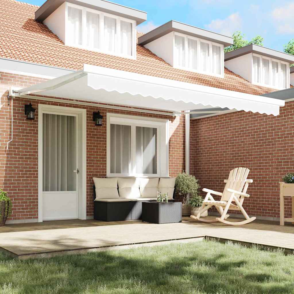 Innvendbar Markise Hvit 400 × 300 cm Stoff, Metall