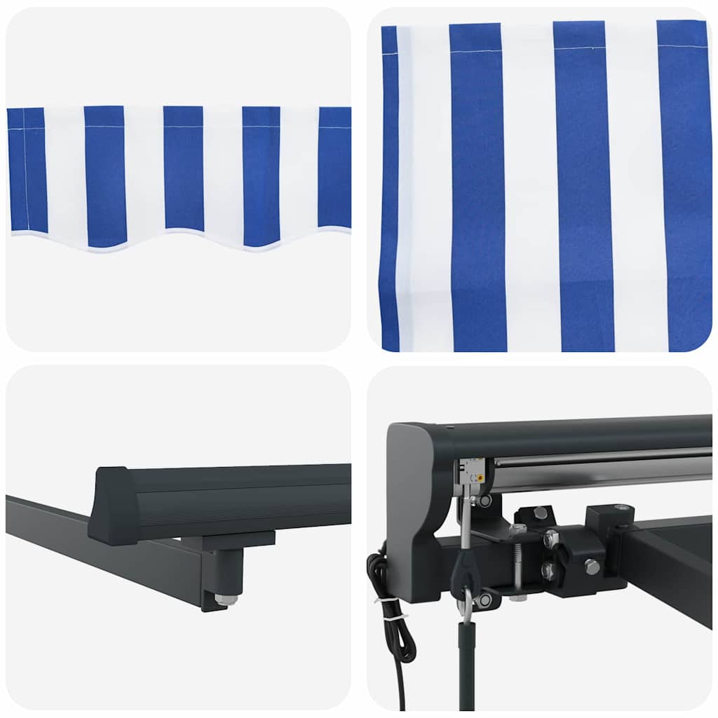 Innvendbar Markise Blå og hvit 500x300 cm stoff