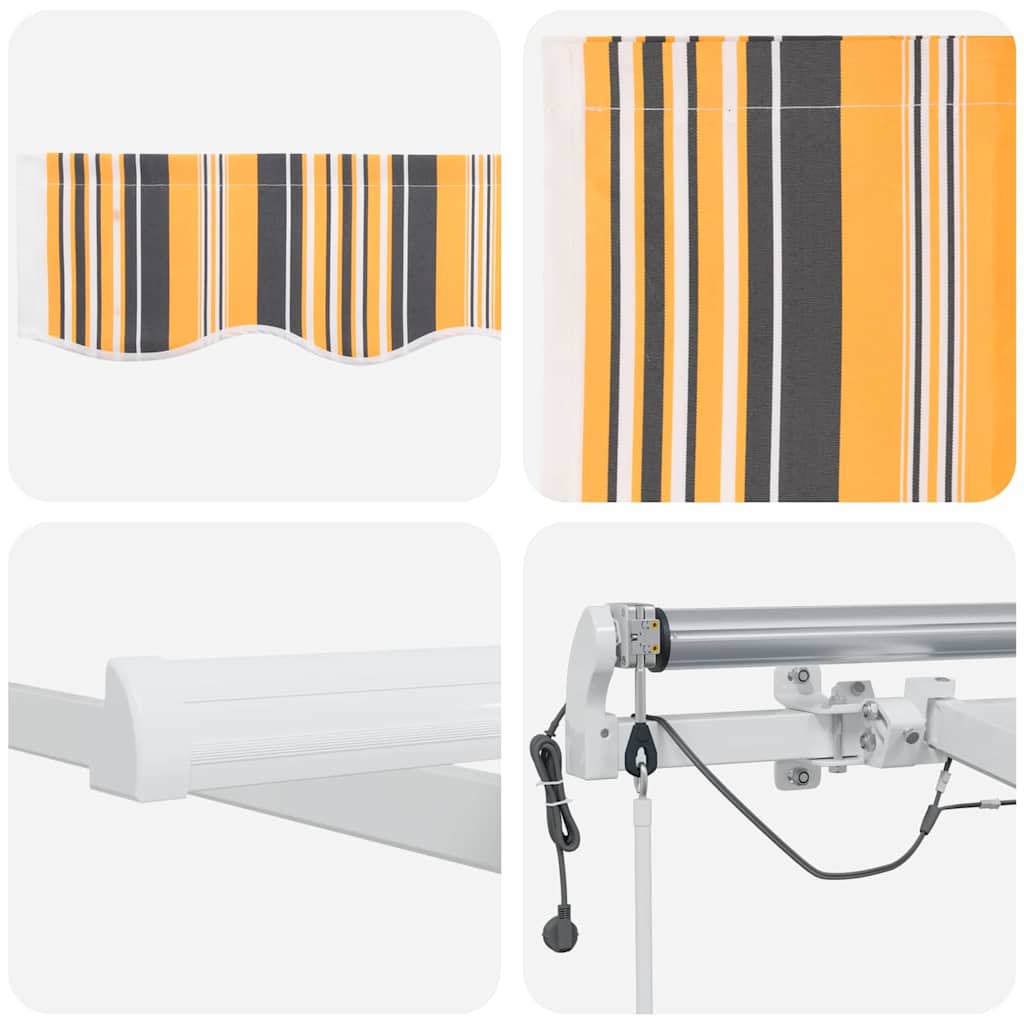Automatisk Utstrykksmarkise med LED, Flerfarget Stripe, 600 x 300 cm