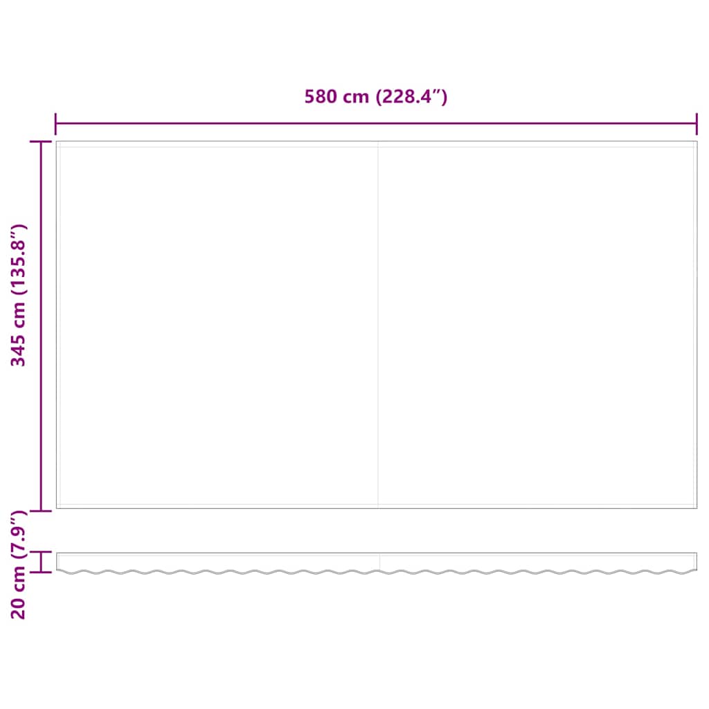 Innvendbar Markise Manual oransje og brun 600 × 350 cm stoff