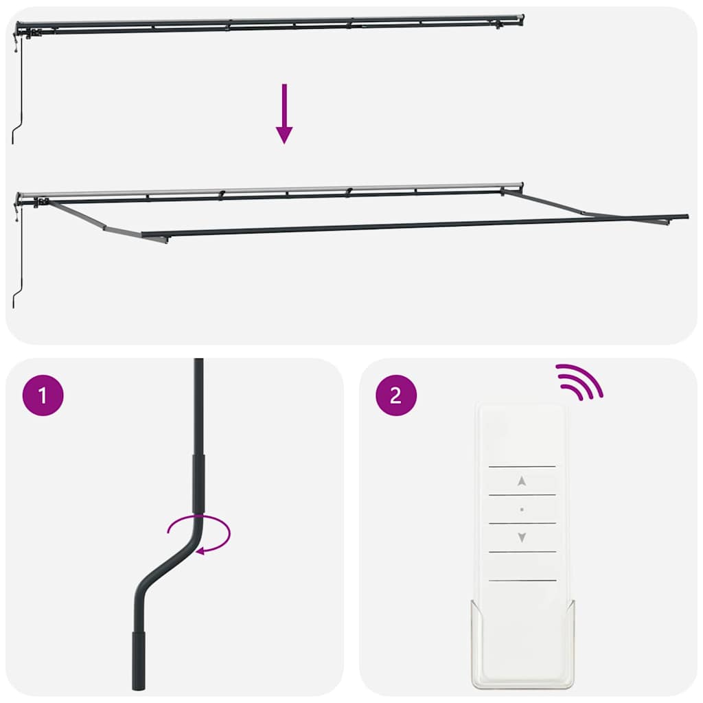 Automatisk Utrekksmarkise i Rød, 600 x 350 cm