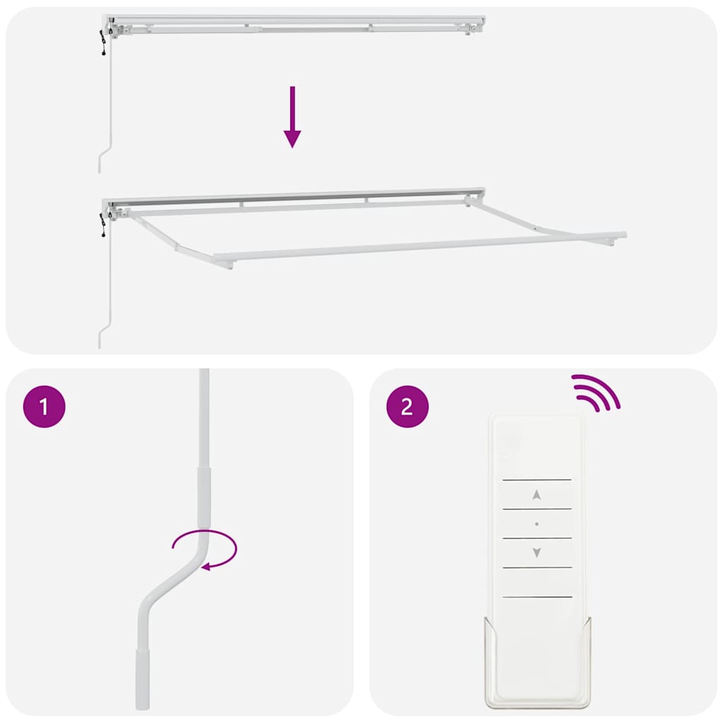 Markiseramme Hvit 3.5 x 2 m Pulverlakkert stål og aluminium