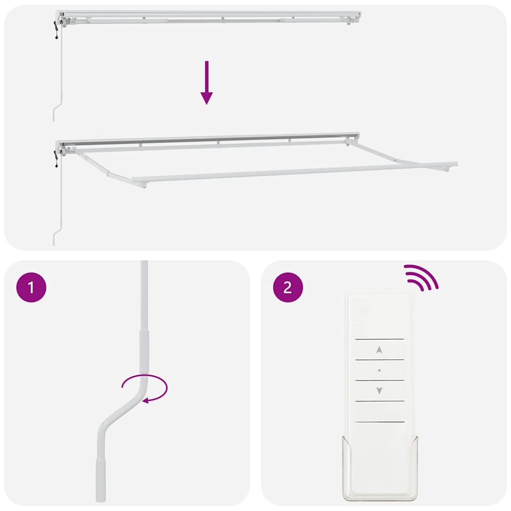 Markiseramme Hvit 4 x 2 m Pulverlakkert stål og aluminium