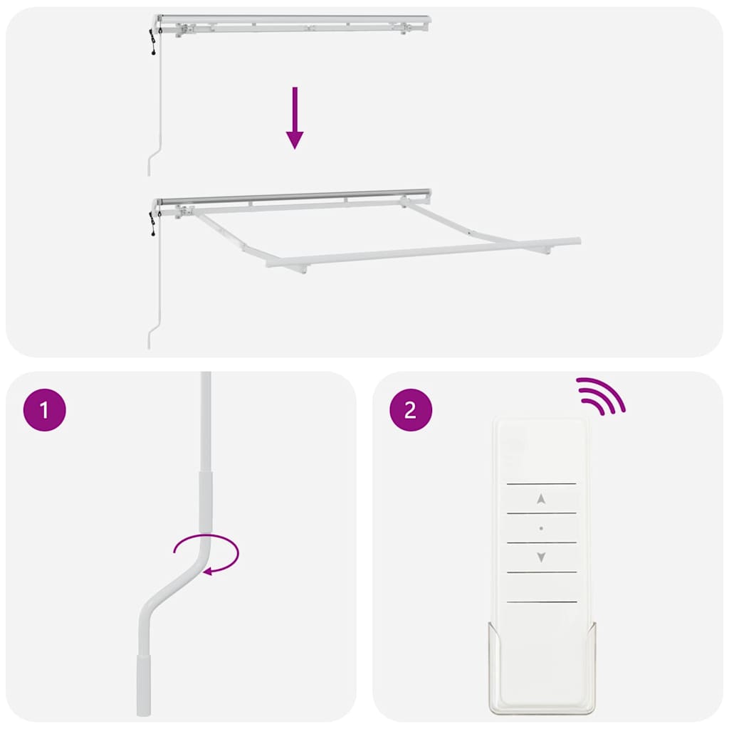 Markiseramme Hvit 2.5 x 2 m Metall