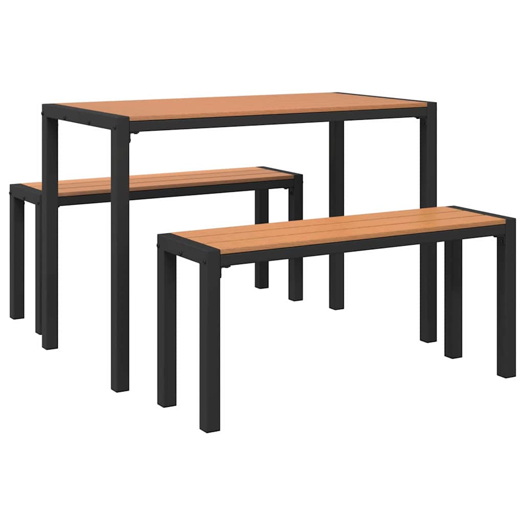 Hage Spisegruppe med pute 3 pcs Brun Stål