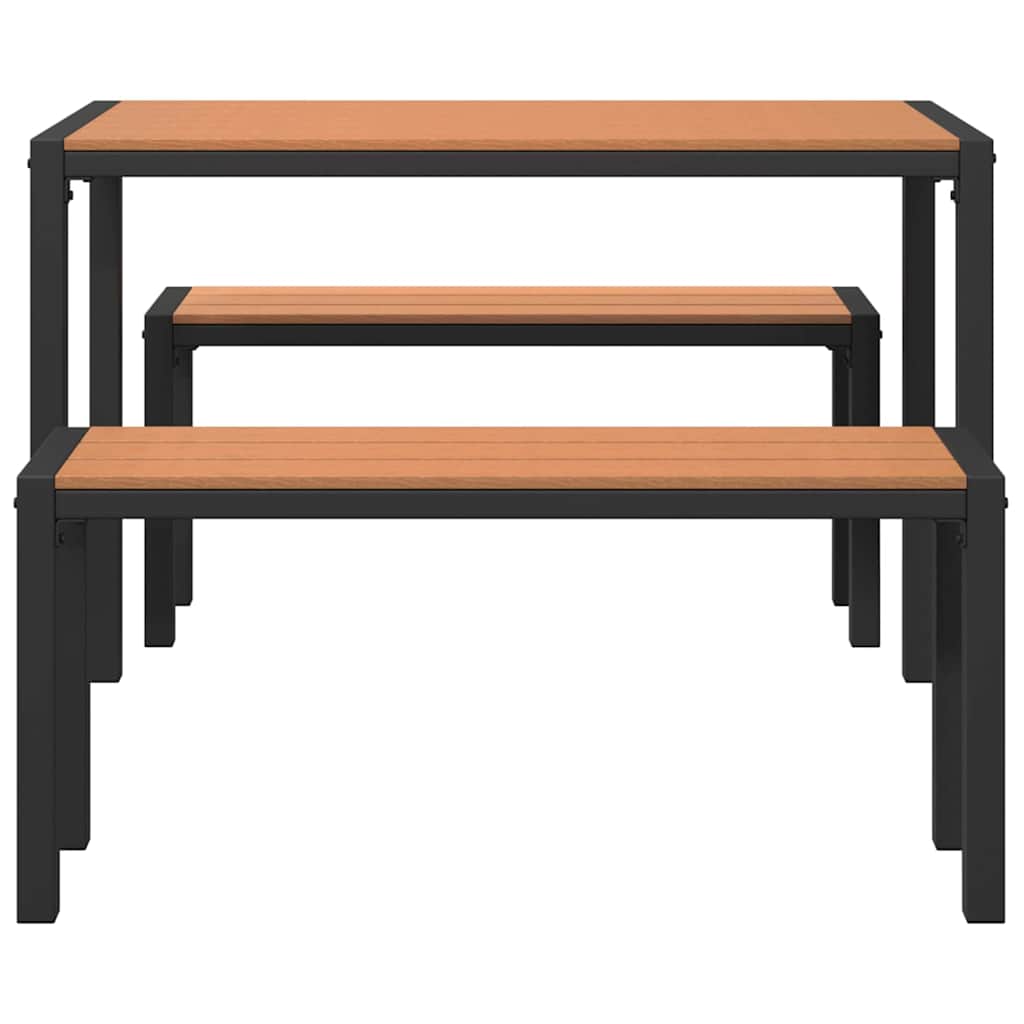 Hage Spisegruppe med pute 3 pcs Brun Stål