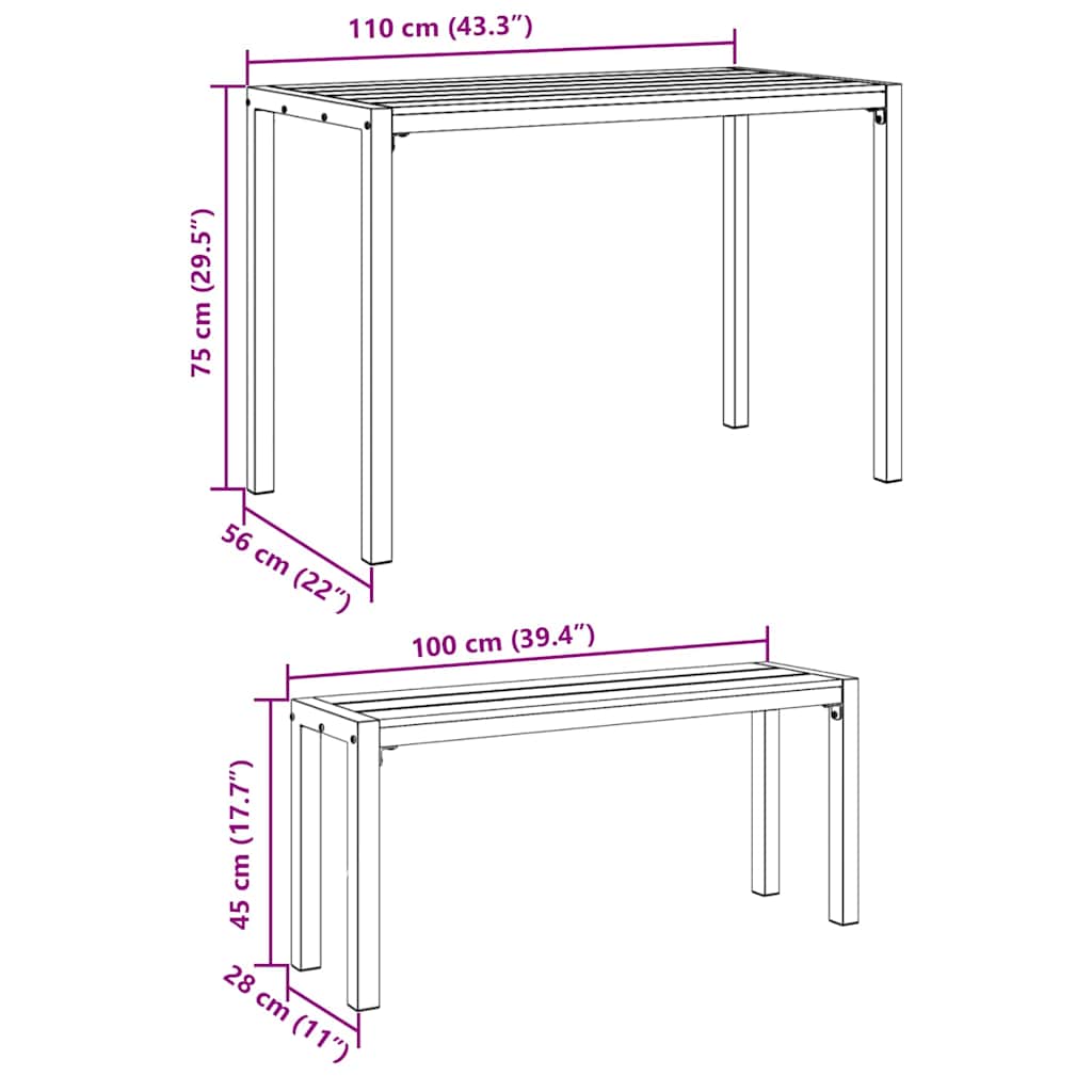 Hage Spisegruppe med pute 3 pcs Brun Stål