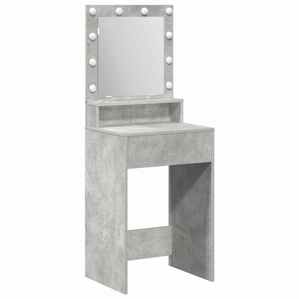Sminkebord med LED-lamper Betonggrå 50x41x135 cm