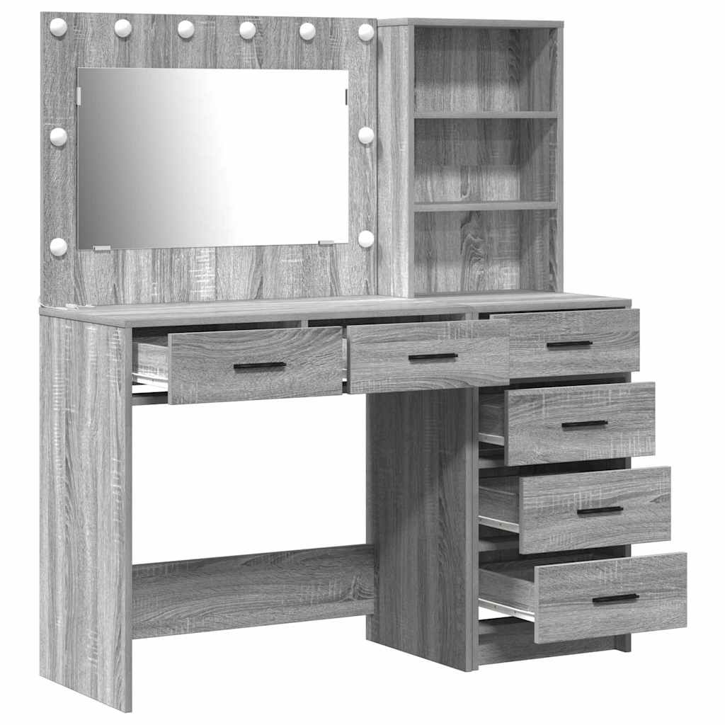 Sminkebord med skuff Lysegrå 78.5 x 41 x 135 cm Konstruert tre