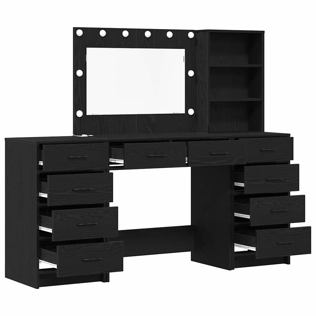 Sminkebord 3 pcs Svart 40 x 41 x 135 cm Konstruert tre
