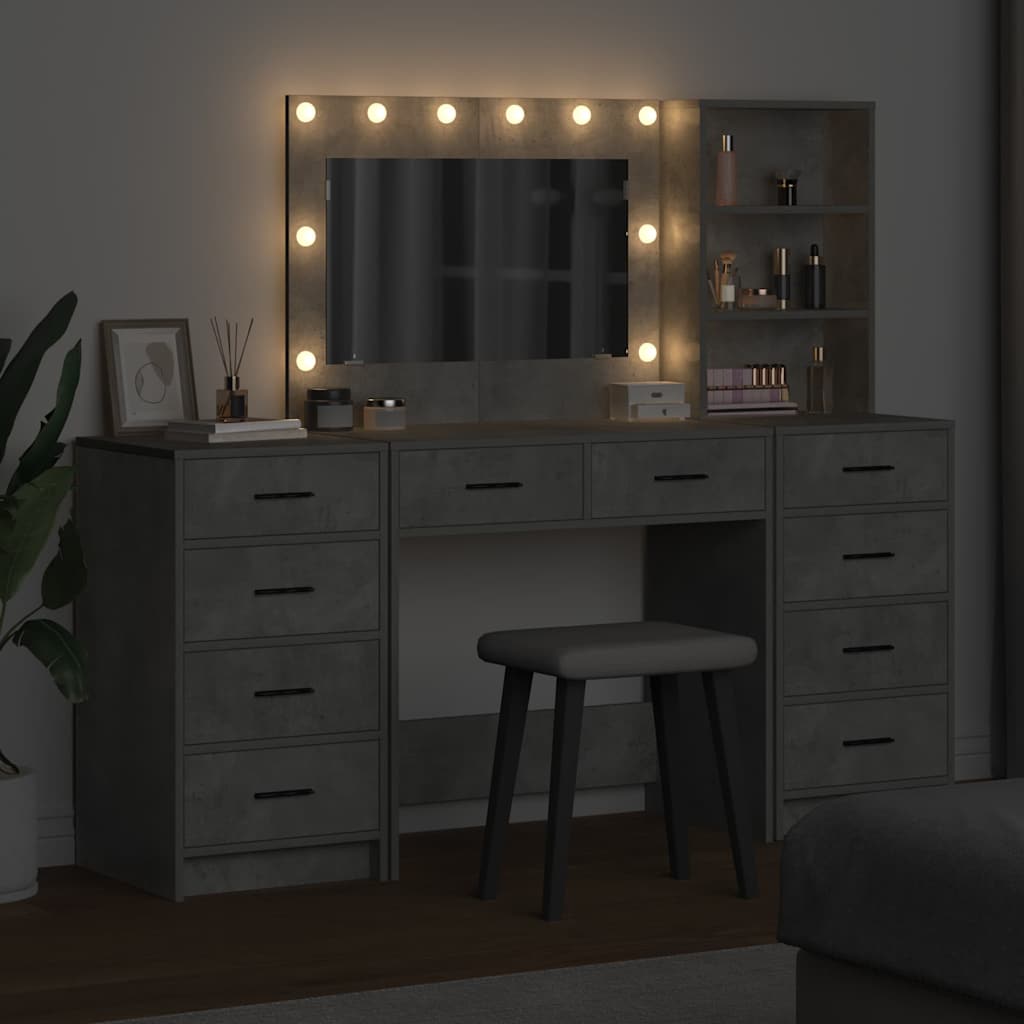 Sminkebord med skuff 3 pcs Grå 40 x 41 x 135 cm Konstruert tre