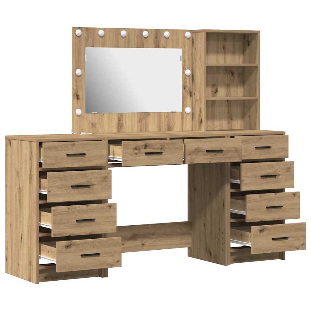 Sminkebord med skuff 3 pcs Brun 40 x 41 x 135 cm Konstruert tre