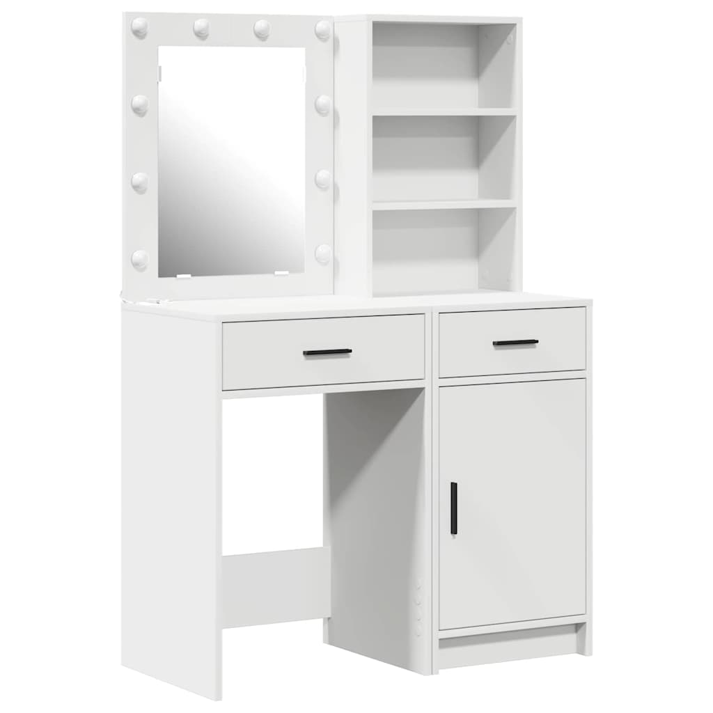 Sminkebordsett 2 pcs Hvit 50 x 41 x 135 cm Konstruert tre