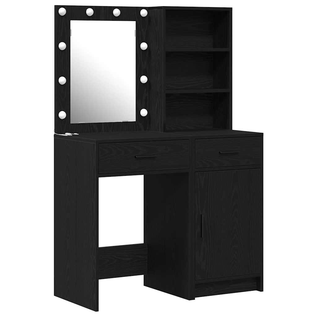 Sminkebordsett 2 pcs Svart eik 50 x 41 x 135 cm Konstruert tre