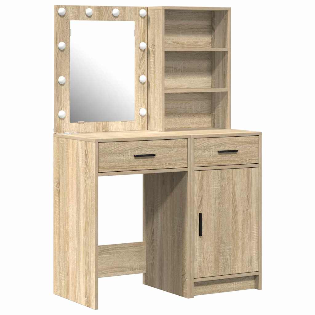Sminkebordsett 2 pcs Sonoma eik 50 x 41 x 135 cm Konstruert tre