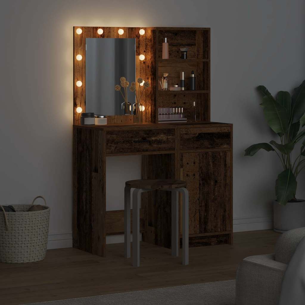 Sminkebordsett med skuff 2 pcs Gammelt tre 50 x 41 x 135 cm