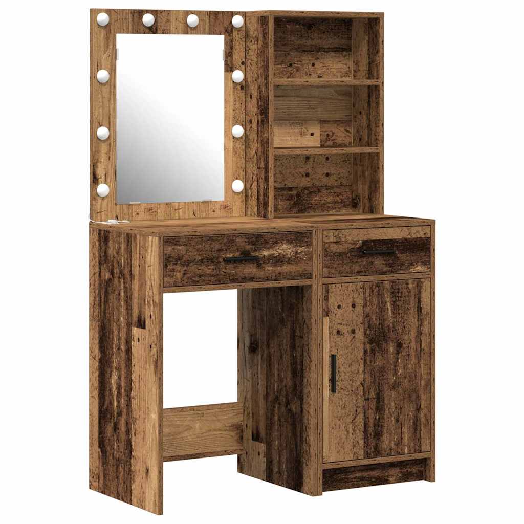 Sminkebordsett med skuff 2 pcs Gammelt tre 50 x 41 x 135 cm