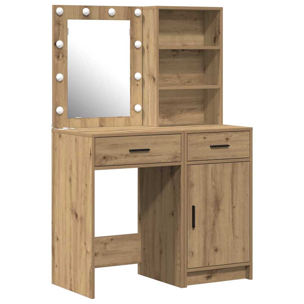 Sminkebordsett med skuff 2 pcs artisan eik 50 x 41 x 135 cm