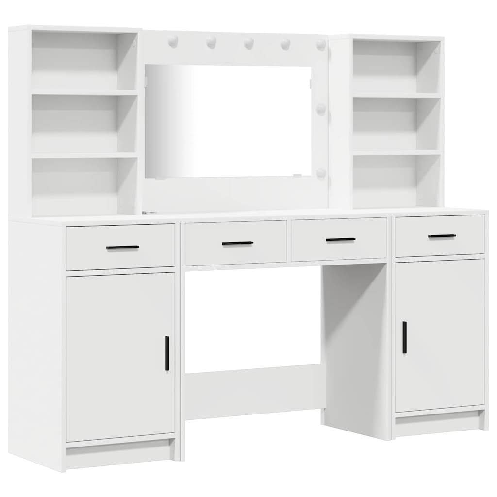 Sminkebordsett 3 pcs Hvit 78.5 x 41 x 135 cm Konstruert tre