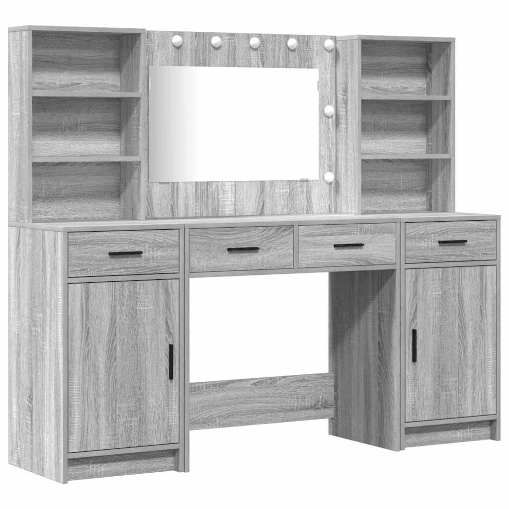 Sminkebordsett med skuff 3 pcs Grå sonoma 78.5 x 41 x 135 cm