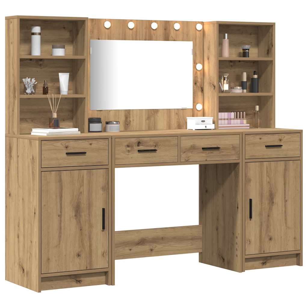 Sminkebordsett med skuff 3 pcs artisan eik 78.5 x 41 x 135 cm